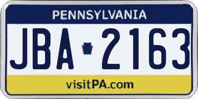 PA license plate JBA2163