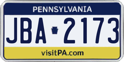 PA license plate JBA2173