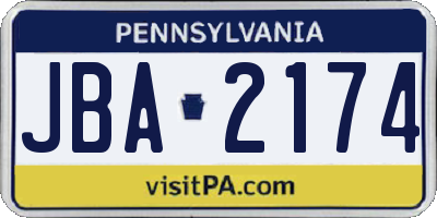 PA license plate JBA2174