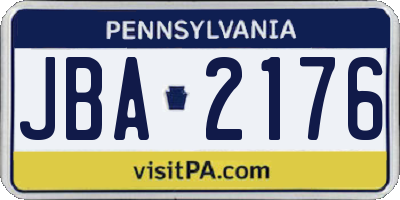 PA license plate JBA2176