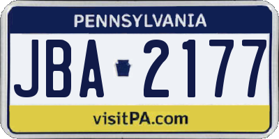 PA license plate JBA2177