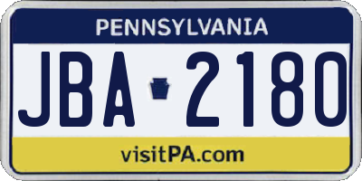 PA license plate JBA2180