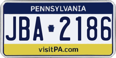 PA license plate JBA2186