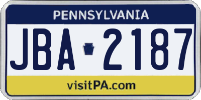 PA license plate JBA2187