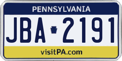 PA license plate JBA2191