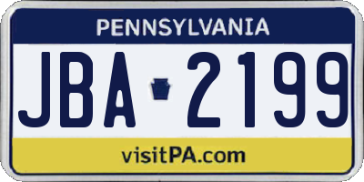 PA license plate JBA2199