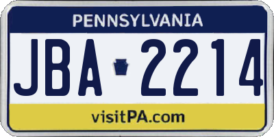 PA license plate JBA2214