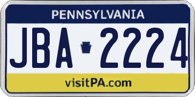 PA license plate JBA2224