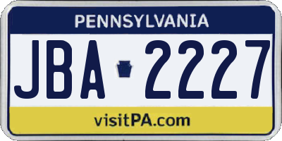 PA license plate JBA2227