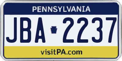 PA license plate JBA2237