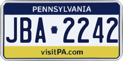 PA license plate JBA2242
