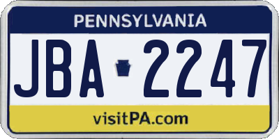 PA license plate JBA2247