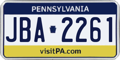 PA license plate JBA2261