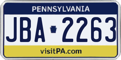 PA license plate JBA2263