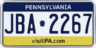 PA license plate JBA2267