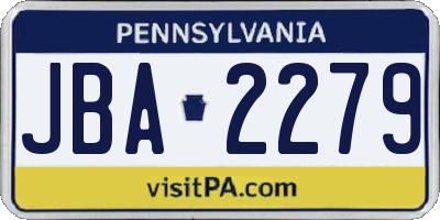 PA license plate JBA2279