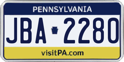PA license plate JBA2280