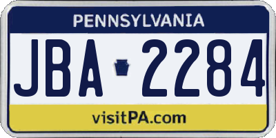 PA license plate JBA2284