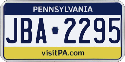 PA license plate JBA2295