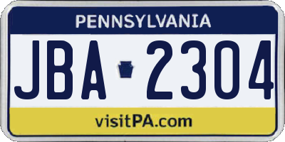 PA license plate JBA2304