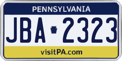 PA license plate JBA2323