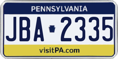 PA license plate JBA2335