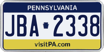 PA license plate JBA2338