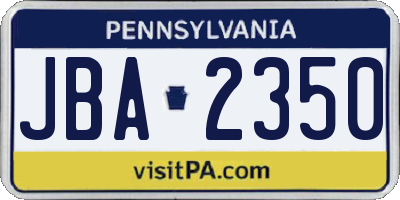 PA license plate JBA2350