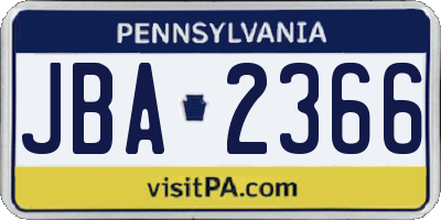PA license plate JBA2366