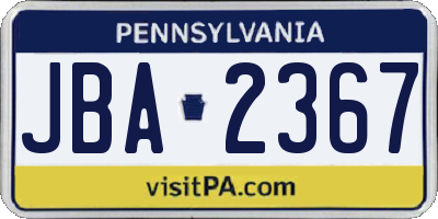 PA license plate JBA2367