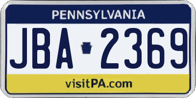 PA license plate JBA2369