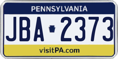 PA license plate JBA2373