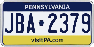 PA license plate JBA2379