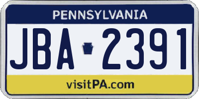 PA license plate JBA2391