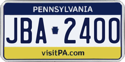 PA license plate JBA2400