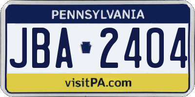 PA license plate JBA2404