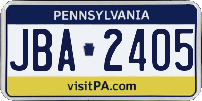 PA license plate JBA2405