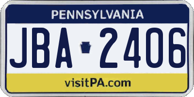 PA license plate JBA2406