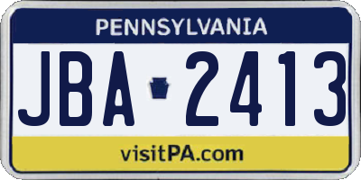 PA license plate JBA2413