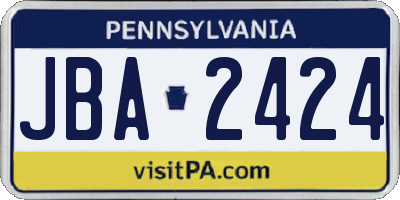 PA license plate JBA2424