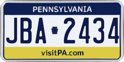 PA license plate JBA2434