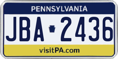 PA license plate JBA2436