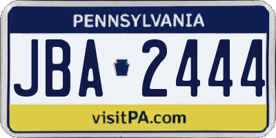 PA license plate JBA2444