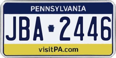 PA license plate JBA2446