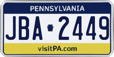 PA license plate JBA2449