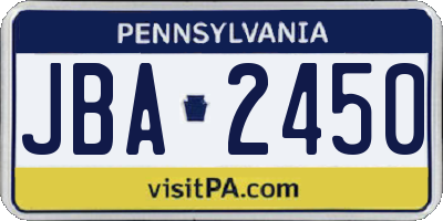 PA license plate JBA2450