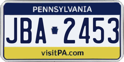 PA license plate JBA2453