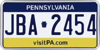 PA license plate JBA2454