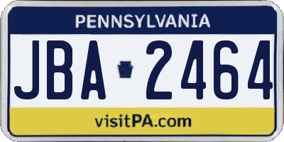PA license plate JBA2464