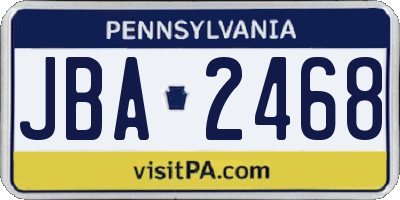 PA license plate JBA2468